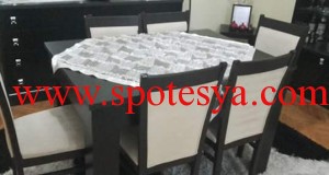 Klasik tarz az kullanılmış koltuk takımı kelepir takım 7 6 kişilik siyah beyaz yemek masası